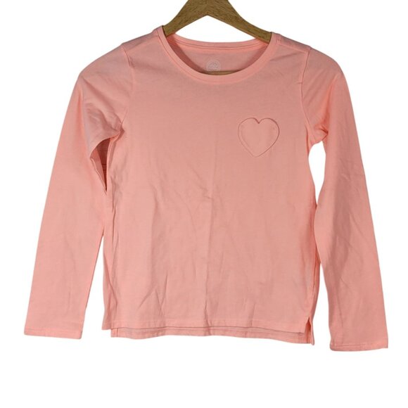 2/$15 Wonder Nation Heart Pullover Top Peach Orange Large Long Sleeve Pocket - Picture 1 of 7